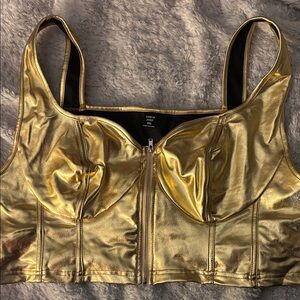 SHEIN Shimmering Gold Crop Top
